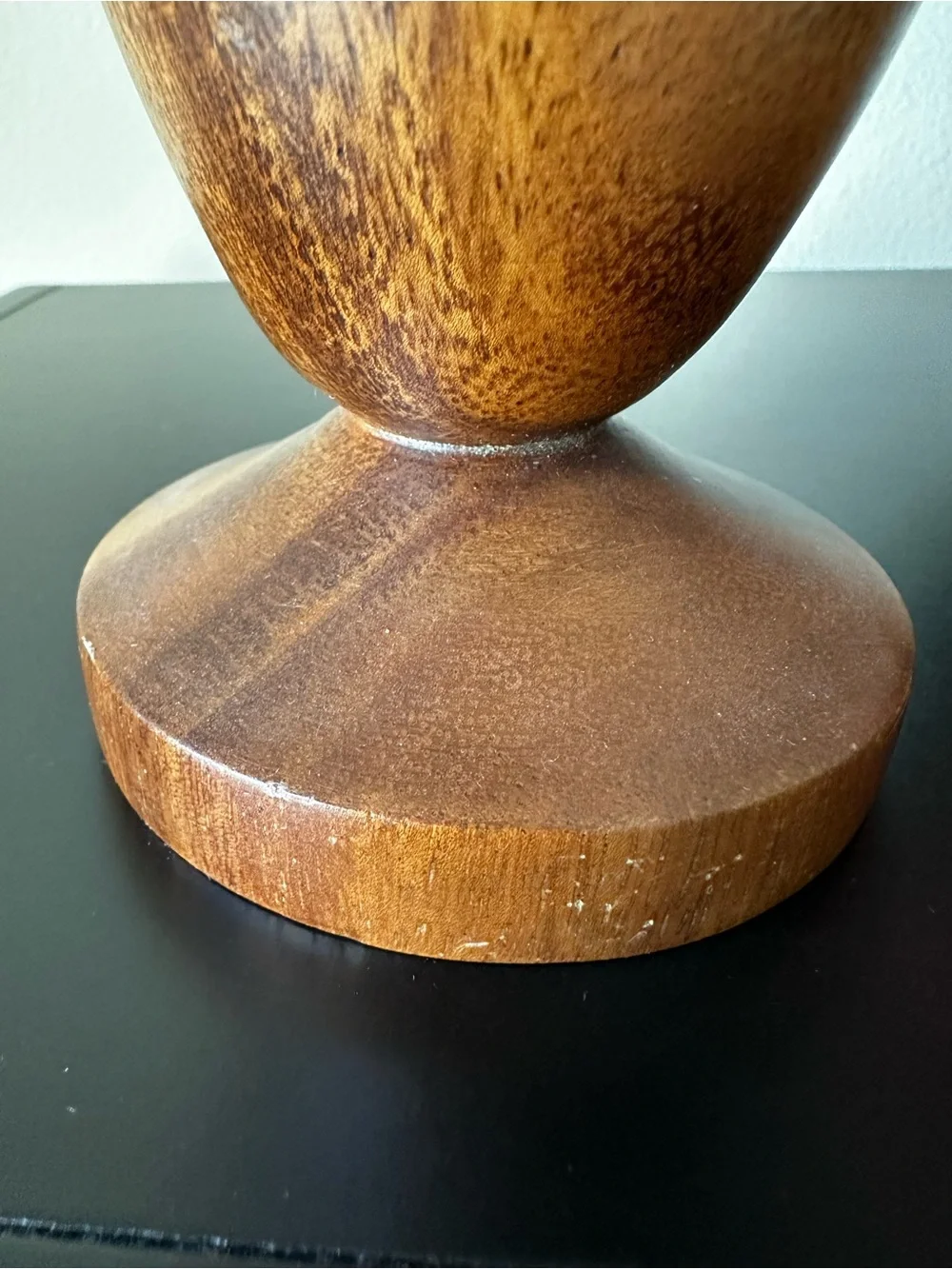Carved Wood Floral Decorative Vase 10” Brown Natural Grain Rustic Boho Decor